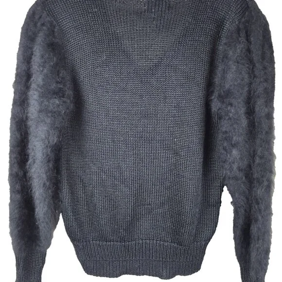 Vtg‎ 80s/90s Nordstrom Angora Blend Sweater Black Beaded Leaf Glam Dynasty Small - Picture 4 of 8
